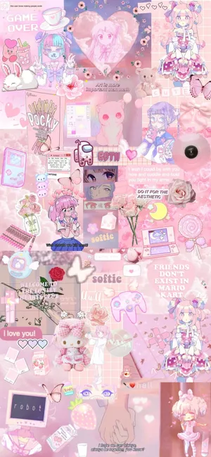 Softie Aesthetic Collage Pink Pastel Wallpaper