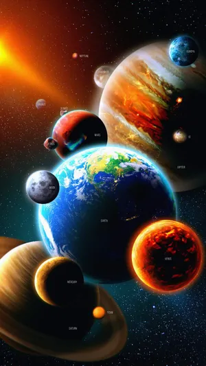 Solar System Planets Respective Moons Wallpaper