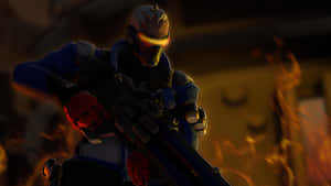 Soldier 76 Overlooking A Battle Wallpaper