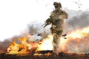 Soldier Advancing Through Fire M W2 Artwork Wallpaper