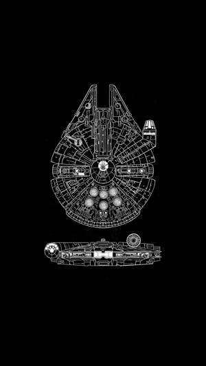 Solid Black 4k Millennium Falcon Schematics Wallpaper