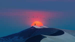 Solitary_ Figure_ Sunset_ Dunes_4 K_ Art.jpg Wallpaper