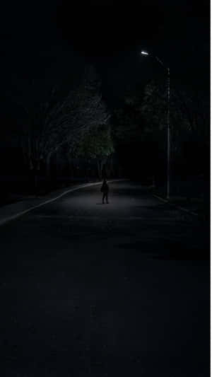 Solitary_ Figure_ Under_ Streetlight Wallpaper