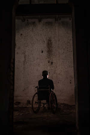 Solitary Wheelchairin Dimly Lit Room Wallpaper