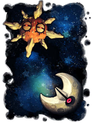 Solrock And Lunatone Space Pokemon Phone Wallpaper