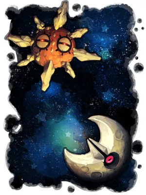 Solrock And Lunatone Space Pokemon Phone Wallpaper