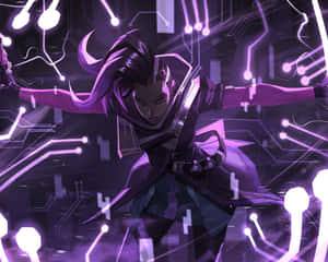 Sombra From Overwatch Preparing For A Stealthy Attack In Cyberspace Wallpaper