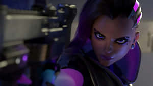 Sombra In Action On Overwatch Wallpaper