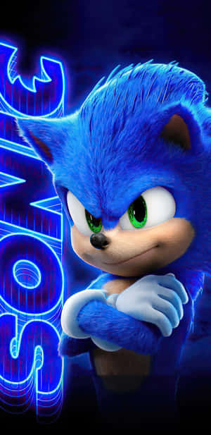 Sonic 2 Hd Neon Blue Poster Wallpaper