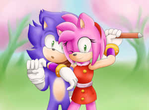 Sonic And Amy Romantic Moment Wallpaper