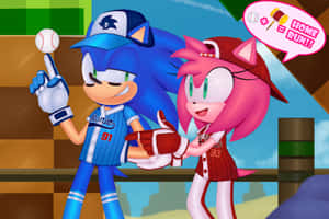 Sonic And Amy Together In An Adventurous Journey Wallpaper