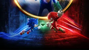 Sonic And Knuckles Face-off In A Battle Of Speed And Strength Wallpaper