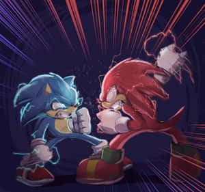 Sonic And Knuckles In A Powerful Showdown Wallpaper