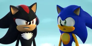 Sonic_and_ Shadow_ Staring_ Contest_ Sonic_ Prime Wallpaper