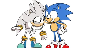 Sonic And Silver Teaming Up In Action-packed Gameplay Wallpaper