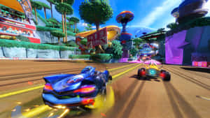 Sonic Battle Racers Speeding Through A Colorful Race Track Wallpaper