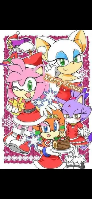 Sonic Characters Celebrating Christmas Wallpaper