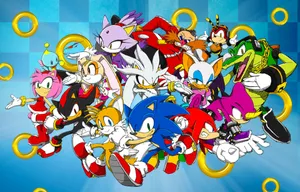 Sonic Characters Unite In Action Wallpaper