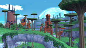 Sonic Exploring The Vibrant Planet Wisp In High-definition Wallpaper