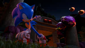 Sonic_ Facing_ Robot_ Adversary_ Nighttime Wallpaper