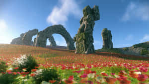 Sonic Frontiers Floral Meadow Archways Wallpaper