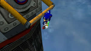 Sonic Hanging From Tower Wallpaper