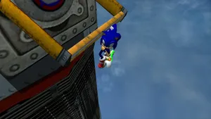 Sonic Hanging From Tower Wallpaper