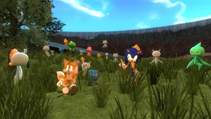 Sonic Races Through The Vibrant Planet Wisp Wallpaper