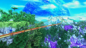 Sonic Running Through The Vibrant Planet Wisp Wallpaper