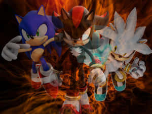 Sonic_ Shadow_ Silver_ Flames_ Background Wallpaper