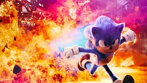 Sonic Speeding Through City Escape Wallpaper