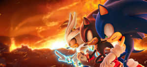 Sonic_ Team_ Up_ Fiery_ Background Wallpaper