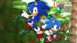 Sonic The Hedgehog And Sonic The Hedgehog Running In The Grass Wallpaper