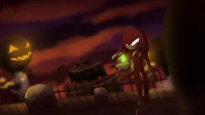 Sonic The Hedgehog Exploring The Eerie Pumpkin Hill Landscape Wallpaper