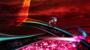 Sonic The Hedgehog Racing Through A Vibrant Level In Sonic Cd. Wallpaper