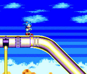 Sonic The Hedgehog Racing Through Launch Base Zone Wallpaper