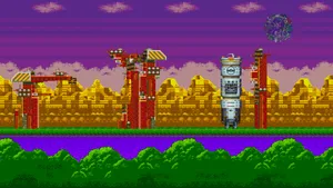 Sonic The Hedgehog Racing Through The Launch Base Zone Wallpaper