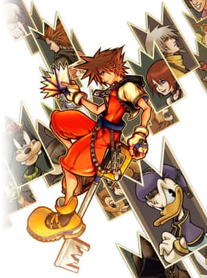 Sora Wielding The Iconic Keyblade In The Mystical World Of Kingdom Hearts Wallpaper