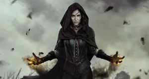 Sorceress Casting Spellsin Storm Wallpaper