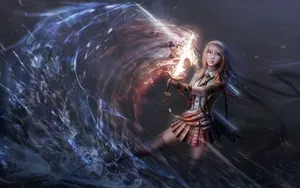 Sorceress_ Summoning_ Water_ Elemental Wallpaper