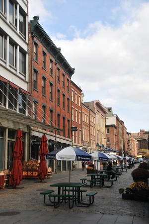 South Street Seaport Building Facade Portrait Wallpaper