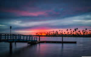 Southern California Skyline Reflected In The Pacific Ocean Wallpaper