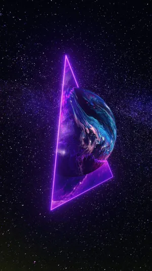Space Aesthetic Purple Triangle Earth Wallpaper