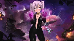 Space Anime Black Suit Wallpaper