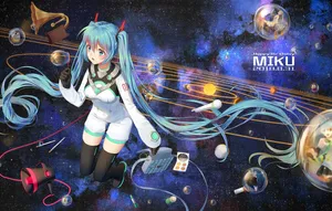 Space Anime Hatsune Miku Cover Wallpaper