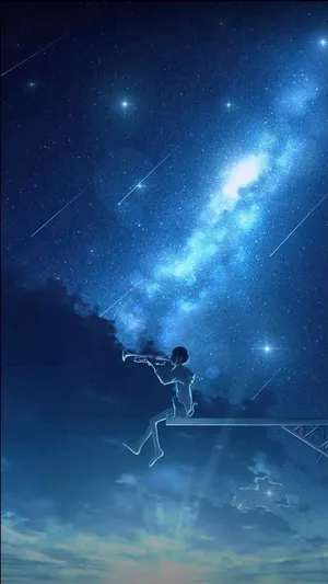 Space Anime Starry Night Wallpaper