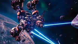 Space_ Battle_ Mech_ Firing_ Lasers Wallpaper