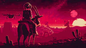 Space Cowboy At Sunset Wallpaper