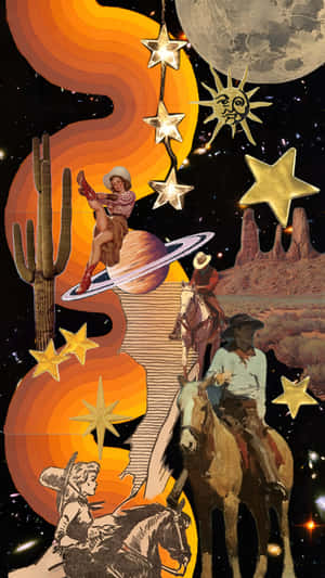 Space Cowboy Cosmic Journey Wallpaper