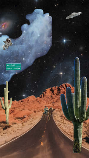 Space Cowboy Cosmic Journey Wallpaper